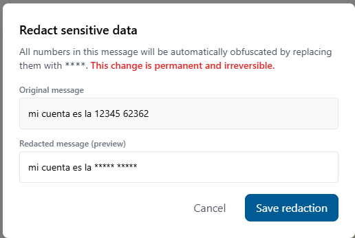 Message after numeric obfuscation is applied